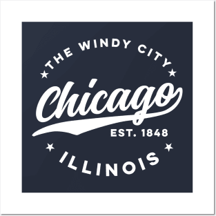 The Windy City Chicago (White Text) Posters and Art